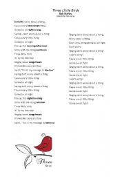 English Worksheet: Three little birds - Bob Marley song