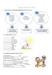 English Worksheet: Prepositions of time - IN, ON & AT