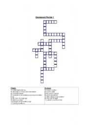 English Worksheet: crossword puzzle