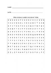 English worksheet: Find the animals