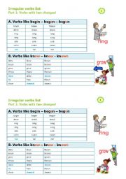 English Worksheet: Irregular verbs groups - part 1