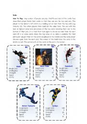 English Worksheet: Top Trump Cards - Marvel Heroes 3-3