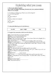 English worksheet: Explaining what you mean