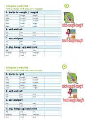 English Worksheet: Irregular verbs list - Part 2