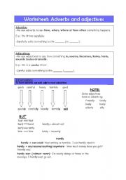 English Worksheet: Adverbs and adjectives