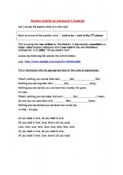 English Worksheet: all you need is love - passive voice review