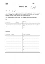 English worksheet: Choose a penfriend