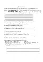 English worksheet: Comparatives and regrets with should
