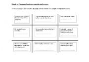 English Worksheet: Simple or Compound sentences (noughts and crosses)