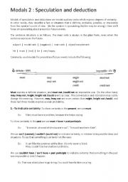 English Worksheet: Modals: Speculation and Deduction