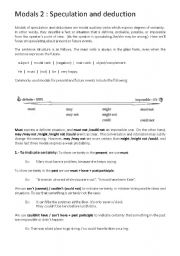 English Worksheet: Modals: Speculation and Deduction