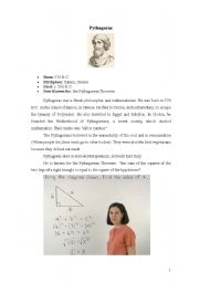 English Worksheet: PYTHGORAS:A GREAT MATHEMATICIAN