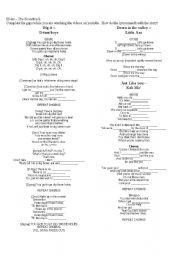 English Worksheet: Holes Lyrics - Gap Filling Exercise