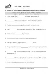 English Worksheet: Conjunctions