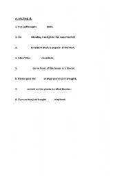 English Worksheet: A, AN, or THE ?