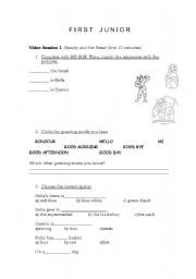 English Worksheet: Video activity: The beauty and the beast