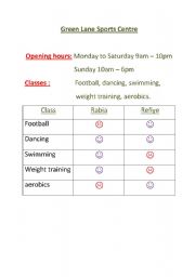 English Worksheet: True/false reading activity on Sports Club (in conjuction with my Games lesson plan)