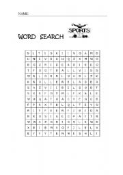 English Worksheet: SPORTS WORD SEARCH