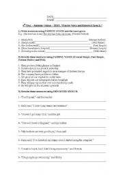 English Worksheet: TEST, Passive Voice and Reported Speech.
