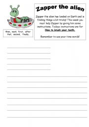 English worksheet: Instructions text (how to brush our teeth)