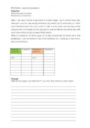 English worksheet: pronouns - personal and possessive