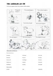 English Worksheet: The animals are ill