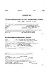 English worksheet: grammar test about use of must -have to