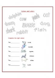 English worksheet: animals