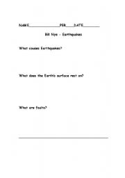 English Worksheet: Bill Nye - Earthquakes