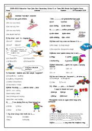 English Worksheet: 8th grade exam