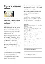 English Worksheet: Hungry ferret on the train - reading comprehension