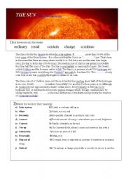 English Worksheet: Planets reading and vocabulary