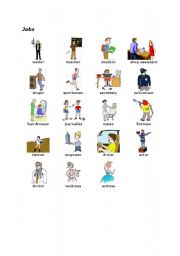 English worksheet: Jobs - chart with jobs