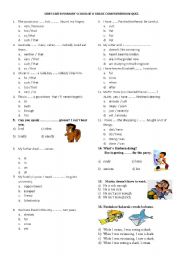 English Worksheet: 8th grade comprehension quiz