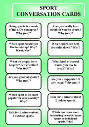 Sport - conversation cards (editable)