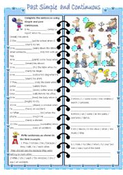 English Worksheet: past simple and continuous ( editable, with key)