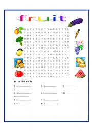 English Worksheet: fruits