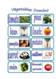 English Worksheet: Vegetables Domino