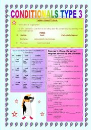 English Worksheet: CONDITIONALS TYPE 3