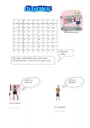 English Worksheet: CLOTHES WORDSEARCH