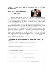 English Worksheet: brad pitt - the man behind the star