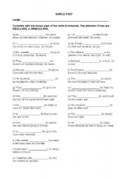 English Worksheet: Simple Past