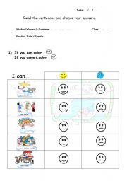 English Worksheet: A simple survey to learn about ss interests and developments 1/3