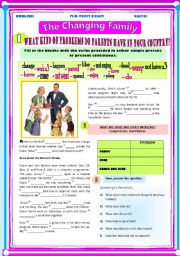 English Worksheet: Article The changing family. Simple present  OR Present continuous.  
