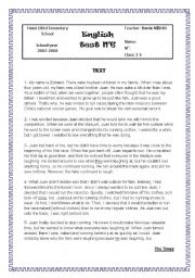 English Worksheet: full term test 3 for first year
