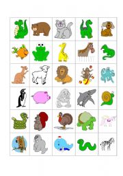 English Worksheet: Bingo - Animals