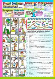 PRESENT CONTINUOUS TENSE ( B&W VERSION AND KEY INCLUDED)