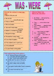 English Worksheet: was were 