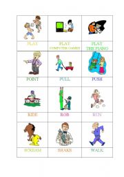 English Worksheet: ACTIONS (4 OF 6) -MEMORY GAME/PELMANISM