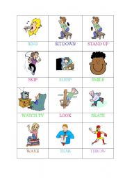 English Worksheet: ACTIONS (5 OF 6) -MEMORY GAME/PELMANISM